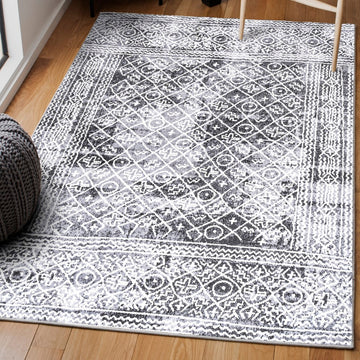 Iften Moroccan Geometric Distressed Area Rug